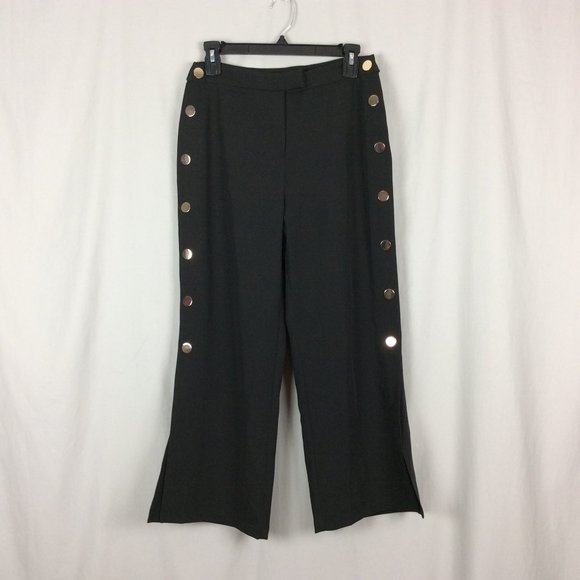 NWOT Wide Leg Trousers English Factory High Rise Snapside Black Modern Career S - Picture 2 of 13